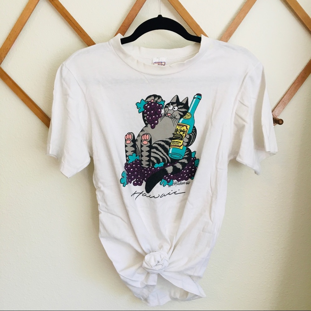 VTG Hawaii Cat Wine Shirt